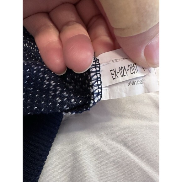 Beach By Exist Knit Hoodie California Living Slim Navy White Lightweight Size L - Picture 8 of 10